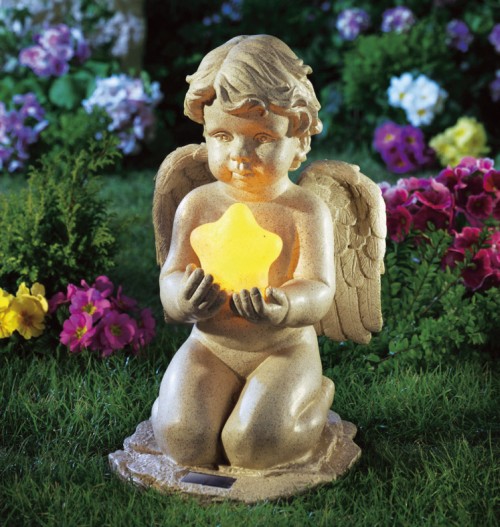 Engel Figur mit LED Solarleuchte