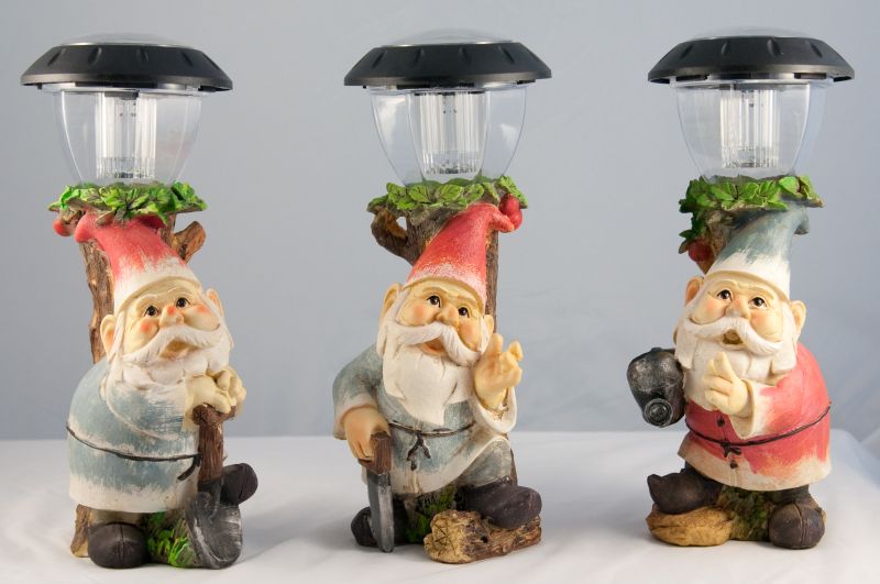 LED Solar Gartenzwerge mit Solarleuchte 3er Set