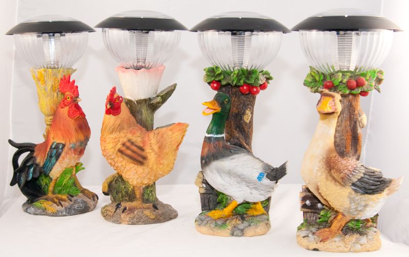 LED Solar Leuchten mit Enten, Hahn & Henne