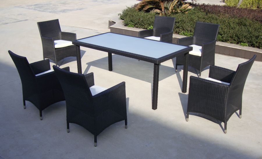 Polyrattan Sitzgruppe Esstisch & Stühle