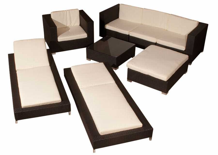Polyrattan Lounge und 2x Sonnenliege (inklusive aller Auflagen)