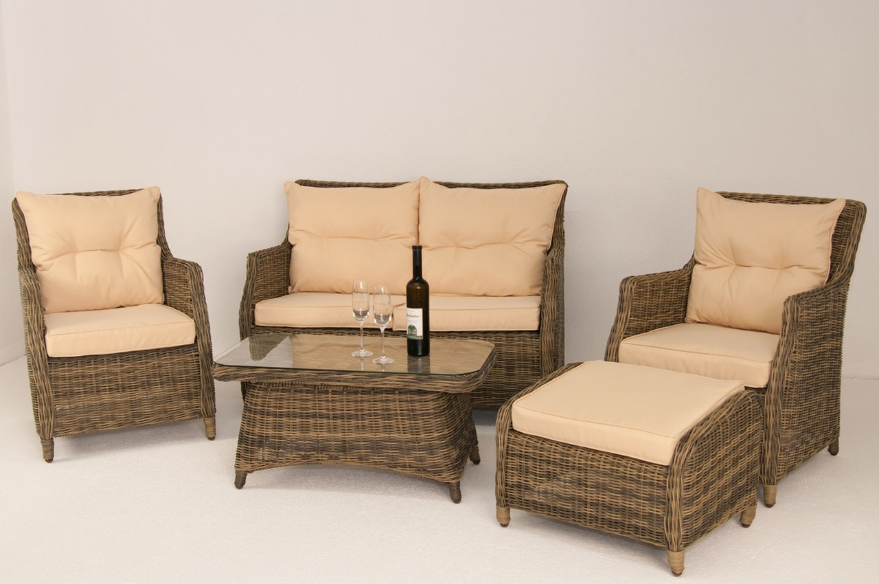 Polyrattan Gartenmöbel Sitzgruppe Rundgeflecht