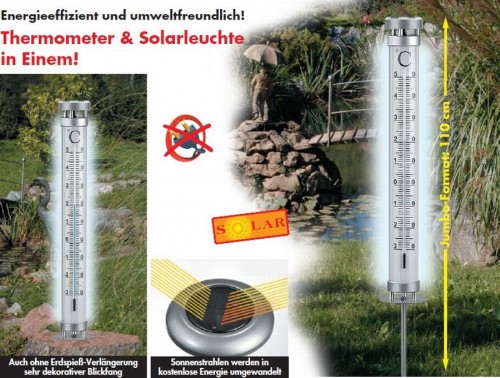 Solarleuchte Garten Thermometer