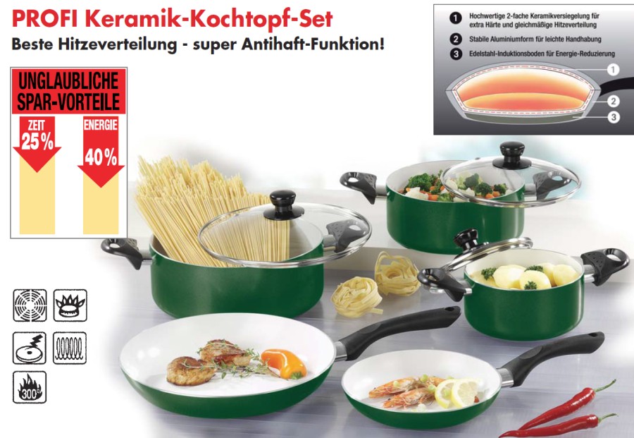 Profi Keramik Topfset 8 tlg. GR�N